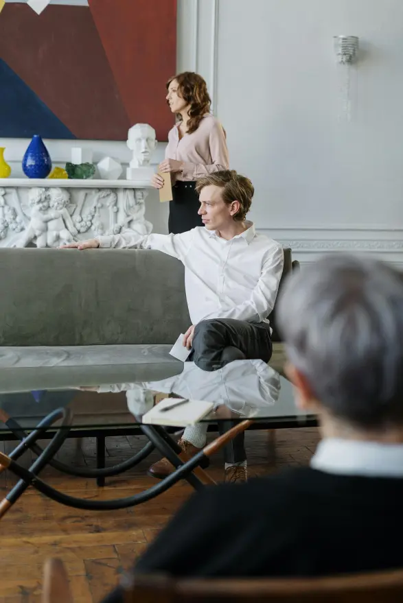 A coaching session in an elegant room